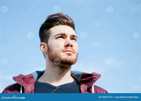 casual cool young man  beard stock image image  outdoors charming