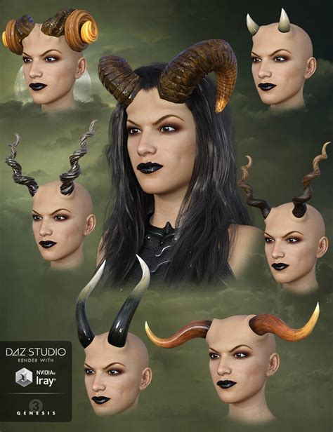 universal horns for genesis 3 female s 3d models and 3d software by daz 3d