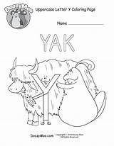 Letter Coloring Uppercase Yak Doozy Moo Printable Cute sketch template