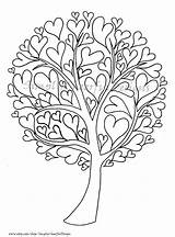 Tree Hearts Coloring Pages Template sketch template