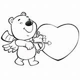 Coloring Valentine Pages Kids Cupid Bear sketch template