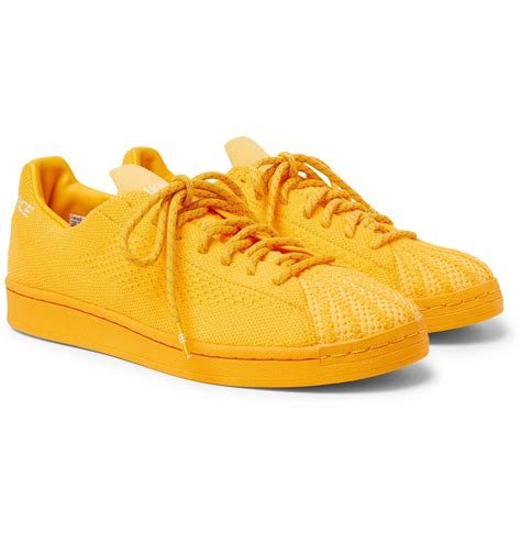 adidas originals pharrell williams superstar embroidered primeknit sneakers yellow adidas