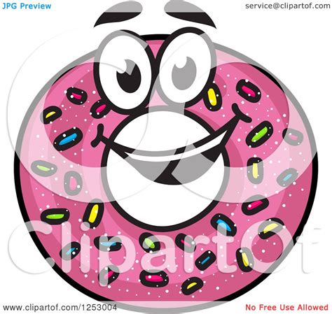 Clipart Of A Pink Sprinkle Donut Royalty Free Vector