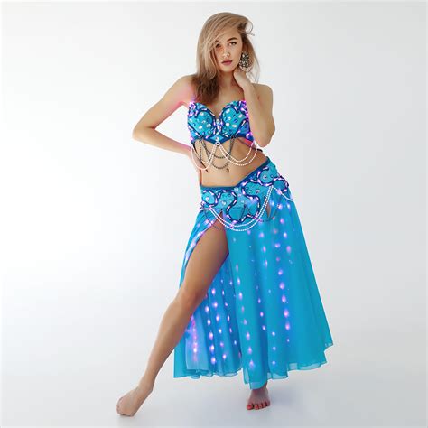 smart led belly dance outfit blue dress by etereshop light solutions