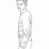 Lautner Taylor Twilight Side Coloring Pages Drawing Saluting Actor sketch template
