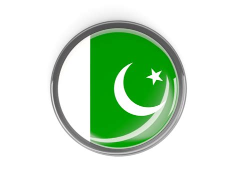 Metal Framed Round Button Illustration Of Flag Of Pakistan