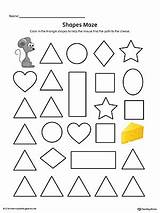 Worksheet Triangle Shape Maze Color Printable Shapes Math Myteachingstation Available sketch template