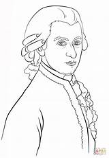 Mozart Coloring Pages Bach Printable Drawing Beethoven Composer Supercoloring Famous Color Composers sketch template