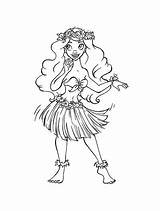 Hula Coloring Girl Moana Pages Clipart Drawing Dancer Getdrawings sketch template