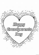 Grandparents Coloring Happy Pages Heart Kids Printable Children Color Flowers Print Adults Parents Simple Adult Justcolor sketch template