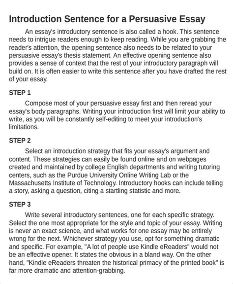 Good Persuasive Essay Introduction Examples Essay