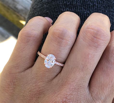 Rose Gold Oval Engagement Ring 1 Ct Oval Cut Engagement Ring Etsy