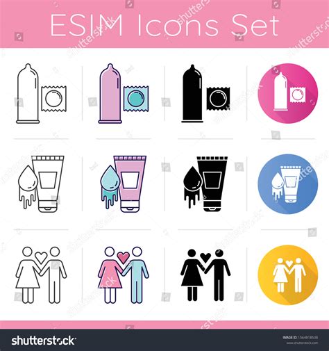 Safe Sex Icons Set Male Condoms Stock Vector Royalty Free 1564818538