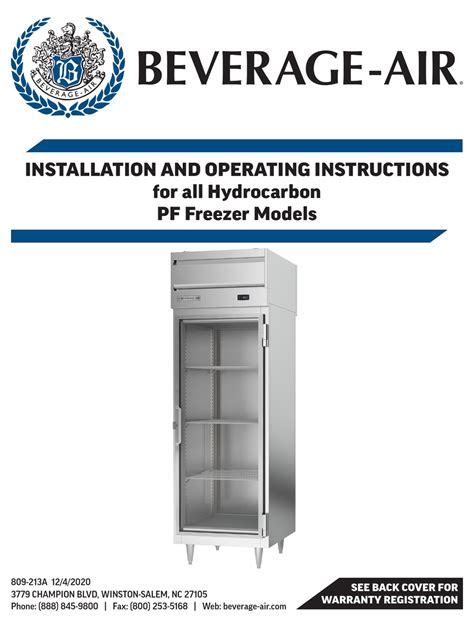 beverage air fbhc  installation  operating instructions manual   manualslib