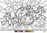 Zahlen Malen Worksheets Ausmalbilder Pumkins Witches Ausdrucken Malvorlagen Sheets Supercoloring Einhorn sketch template