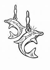 Coloring Earrings Jewelry Dolphin Pages Template Kids sketch template