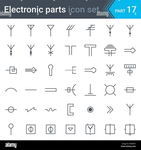 electric  electronic circuit diagram symbols set  antennas aerials waveguides tv