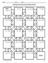 Integers Maze Subtracting Puzzle Subtraction Coloring Addition Subtract Teacherspayteachers Resta Matematicas Numeros Suma Harrison sketch template