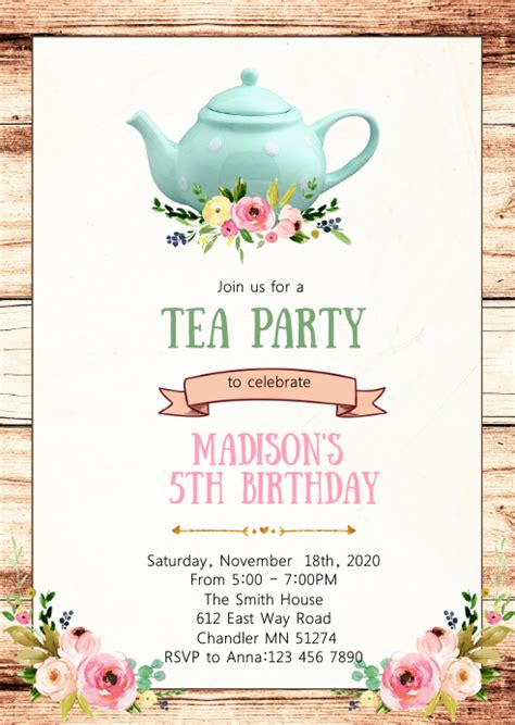 diy  printable tea party invitations