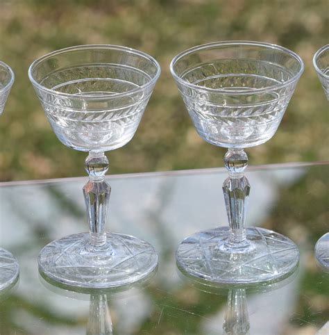 Vintage Etched Wine Glasses Set Of 5 4 Oz After Dinner Drink Etched