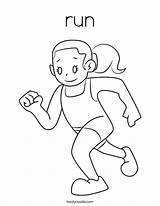Coloring Run Running Pages Girl Worksheet Drawing Outline Cartoon Twistynoodle Girls Little Sports Sketch Print sketch template