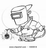 Welder Cartoon Outline Work Clip Drawing Royalty Illustration Toonaday Vector Funny Clipart Designs Ron Leishman Sticker Getdrawings sketch template