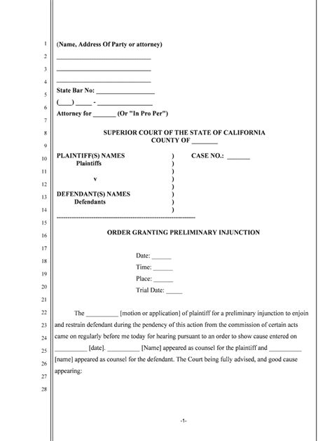 preliminary injunction form fill   sign printable  template airslate signnow