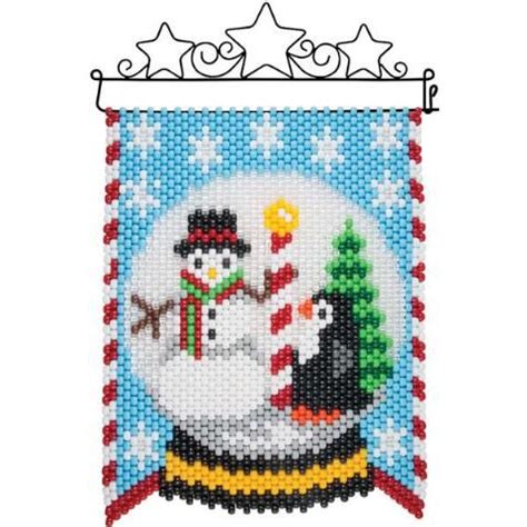 herrschners northpole snowglobe beaded banner kit beaded banners