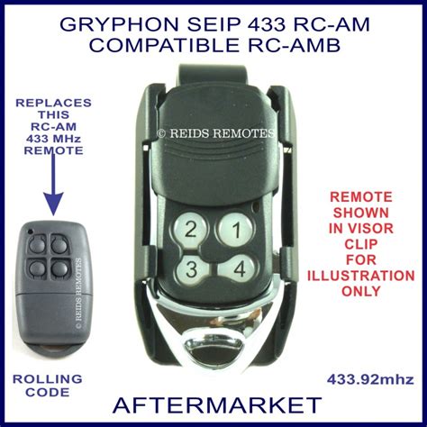 seip gryphon compatible  rc  black  button garage door remote
