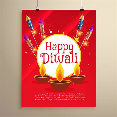 happy diwali festival greeting card invitation template design
