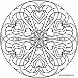 Coloring Pages Heart Printable Mandala Print sketch template
