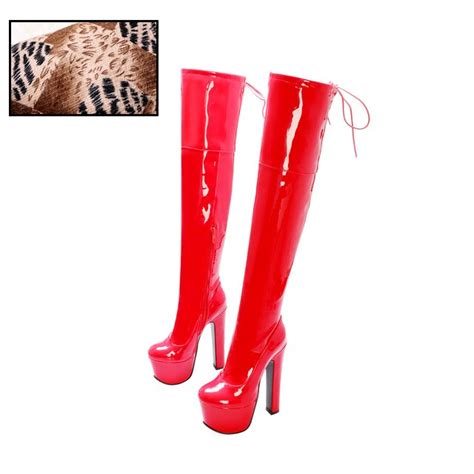 Rimocy Women Platform Over The Knee Boots Sexy 17cm Super High Heels
