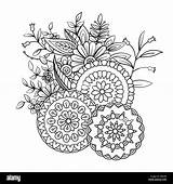 Anti Colorare Adulte Terapia Fleurs Vettoriale Motivo Colorazione Floreale Disegnato Bianco Adultes Floral Colorier Hand sketch template