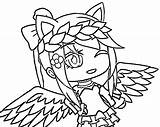 Gacha Life Coloring Pages Girl Cute Anime Para Print Wings Colorir Kawaii Desenhos Wolf Angel Do Kolorowanki Druku Pintar Two sketch template