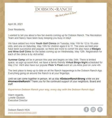 letter   residents april   dobson ranch hoa
