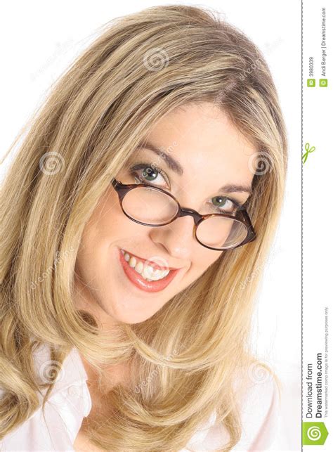 Pretty Blonde With Glasses Headshot Angle Stock Image