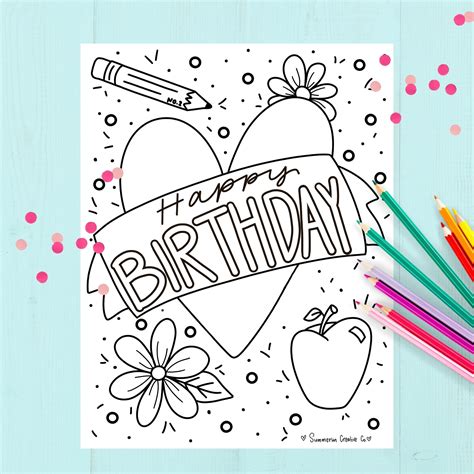 happy birthday teacher edition coloring page teacher etsy