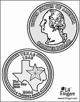 Coloring Quarter Lil Fingers Texas State Pages Money sketch template