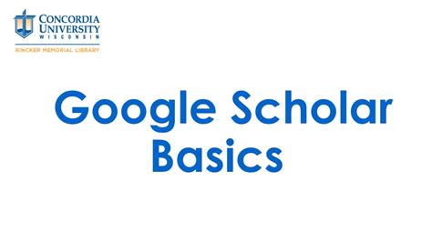 google scholar basics youtube