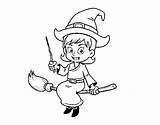 Witch Coloring Magic Halloween Coloringcrew sketch template