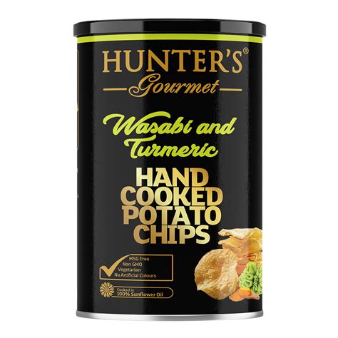 hunters gourmet hand cooked potato chips wasabi  turmeric gold edition gm