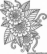 Coloring Flowers Flower Pages Print Adult Advanced sketch template