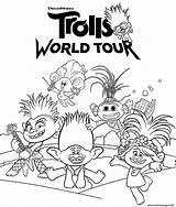 Trolls Coloring Tour Pages Printable Dreamworks Print sketch template