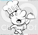 Serving Carrying Platter Chef Man Outlined Coloring Clipart Cartoon Vector Cory Thoman sketch template