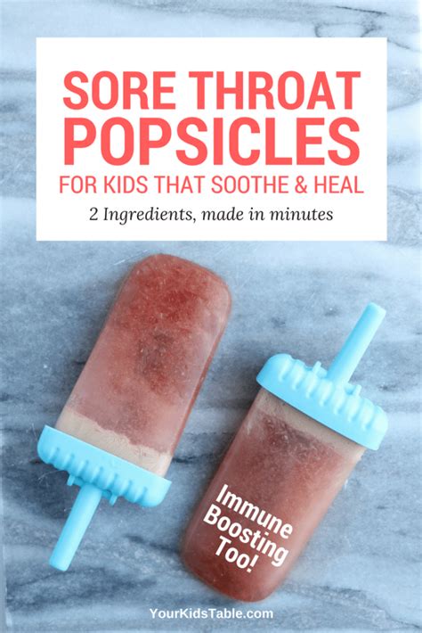soothing popsicles for sore throat with only 2 ingredients