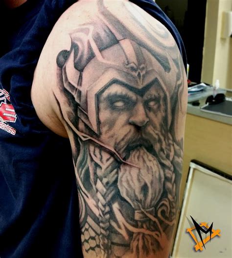 viking warrior tattoo black and grey by george muecke tattoos