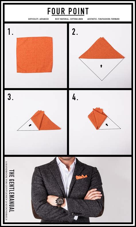ways  fold  pocket square  gentlemanual   pocket square folds pocket square