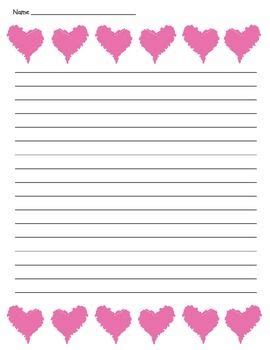 heart lined paper valentines day  friendship writing paper