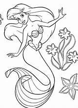 Coloring Mermaid Little Printable Pages Girls Princess Print sketch template