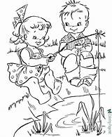 Summer Coloring Pages Boy Girl Fish sketch template
